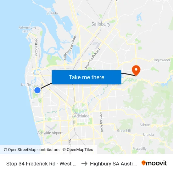 Stop 34 Frederick Rd - West side to Highbury SA Australia map