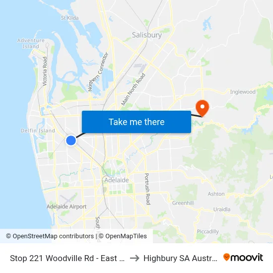 Stop 221 Woodville Rd - East side to Highbury SA Australia map