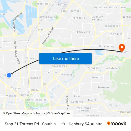 Stop 21 Torrens Rd - South side to Highbury SA Australia map