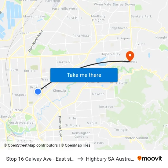 Stop 16 Galway Ave - East side to Highbury SA Australia map