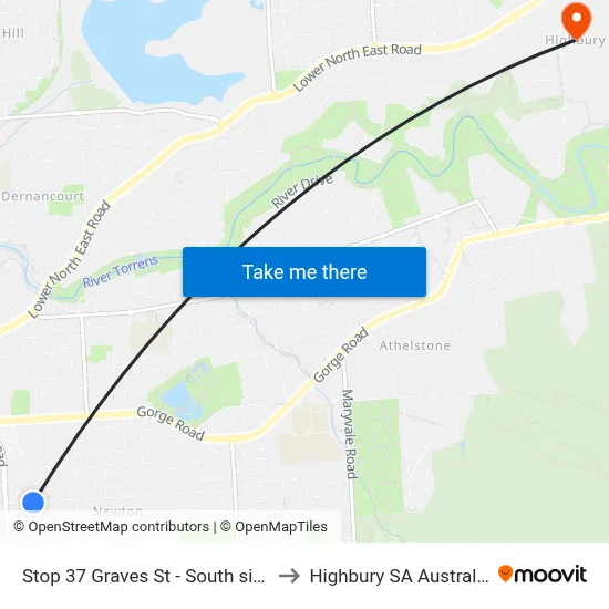 Stop 37 Graves St - South side to Highbury SA Australia map