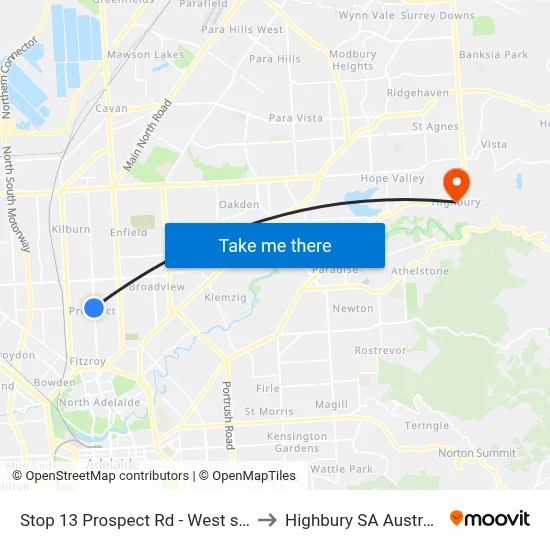 Stop 13 Prospect Rd - West side to Highbury SA Australia map