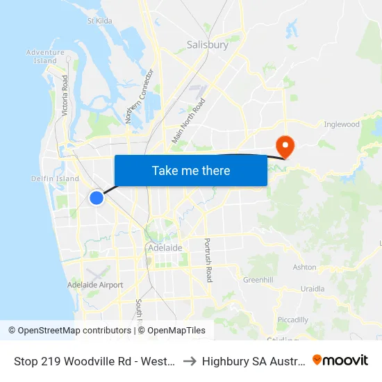 Stop 219 Woodville Rd - West side to Highbury SA Australia map