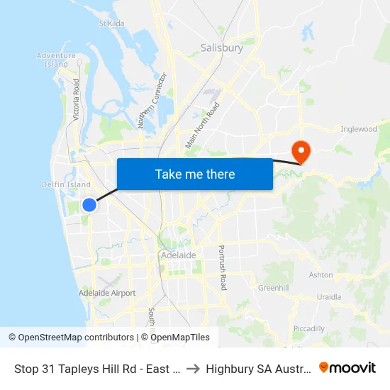 Stop 31 Tapleys Hill Rd - East side to Highbury SA Australia map
