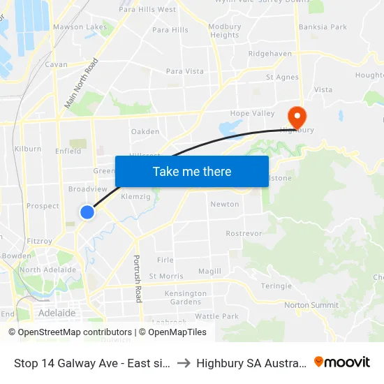 Stop 14 Galway Ave - East side to Highbury SA Australia map