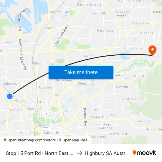 Stop 15 Port Rd - North East side to Highbury SA Australia map