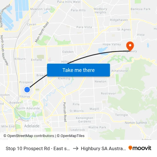 Stop 10 Prospect Rd - East side to Highbury SA Australia map