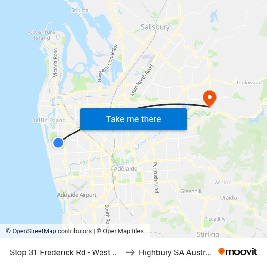 Stop 31 Frederick Rd - West side to Highbury SA Australia map