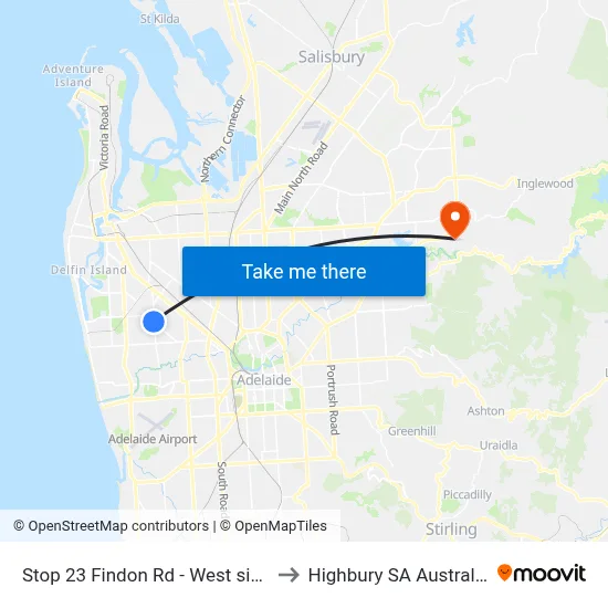 Stop 23 Findon Rd - West side to Highbury SA Australia map