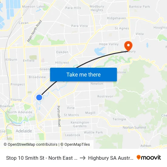 Stop 10 Smith St - North East side to Highbury SA Australia map