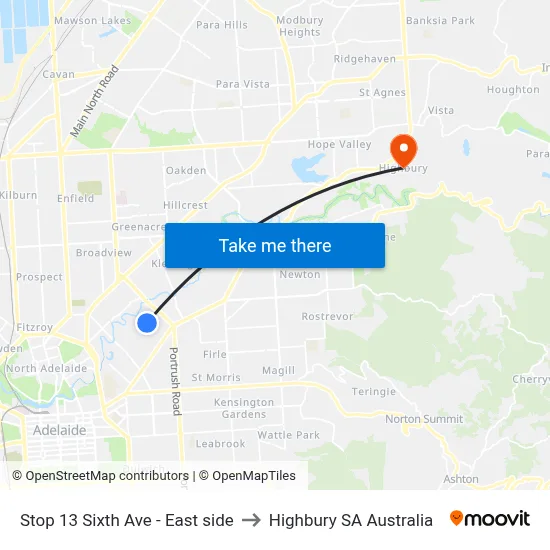 Stop 13 Sixth Ave - East side to Highbury SA Australia map