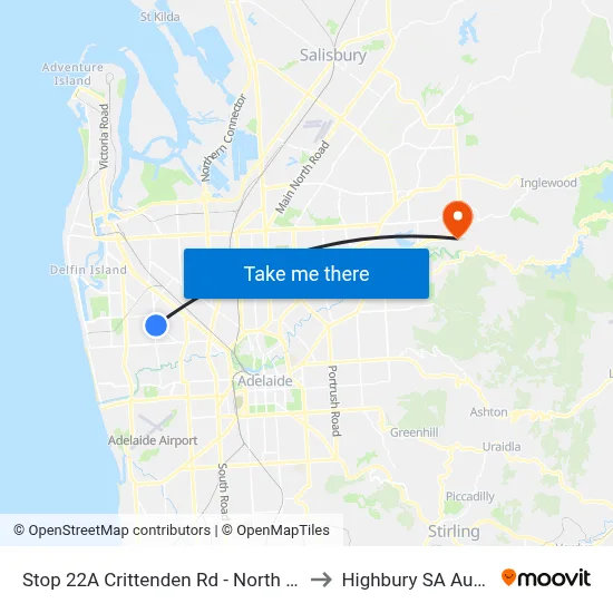 Stop 22A Crittenden Rd - North East side to Highbury SA Australia map