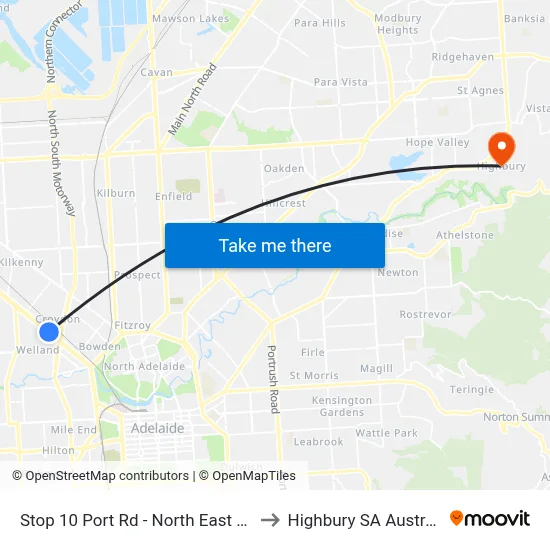 Stop 10 Port Rd - North East side to Highbury SA Australia map