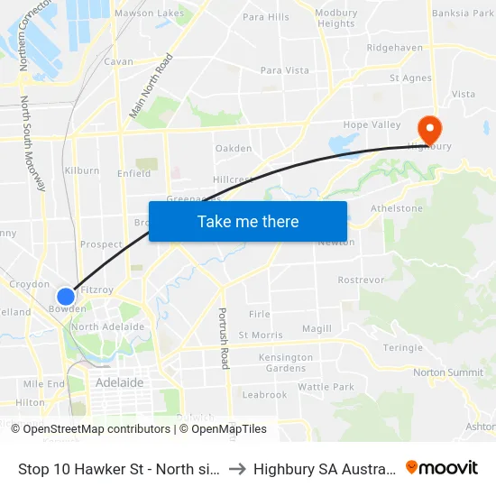Stop 10 Hawker St - North side to Highbury SA Australia map