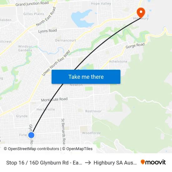 Stop 16 / 16D Glynburn Rd - East side to Highbury SA Australia map