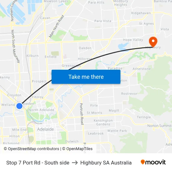 Stop 7 Port Rd - South side to Highbury SA Australia map