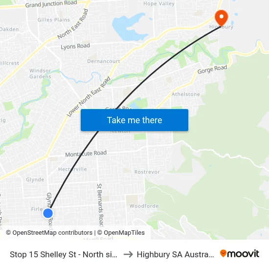 Stop 15 Shelley St - North side to Highbury SA Australia map