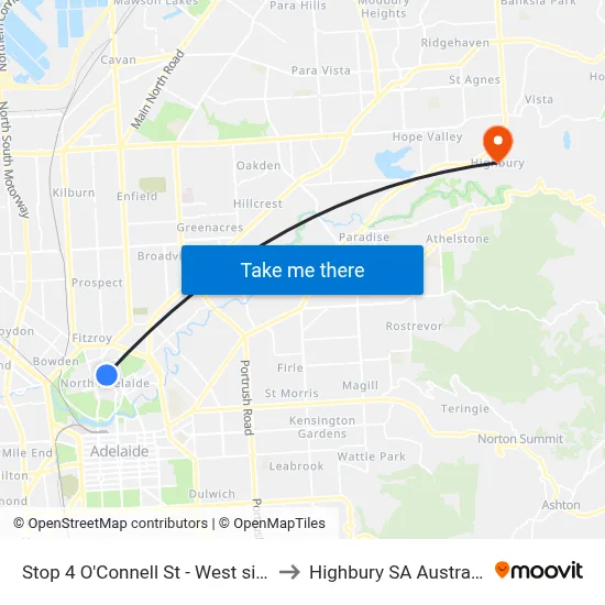Stop 4 O'Connell St - West side to Highbury SA Australia map