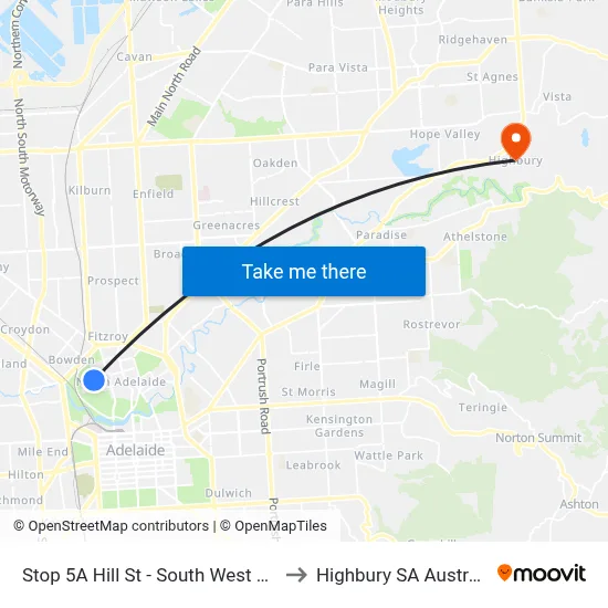 Stop 5A Hill St - South West side to Highbury SA Australia map