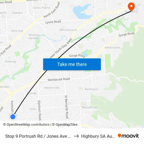 Stop 9 Portrush Rd / Jones Ave - East side to Highbury SA Australia map