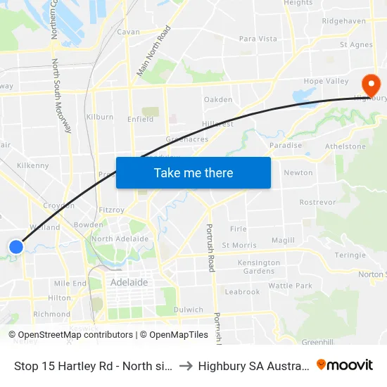 Stop 15 Hartley Rd - North side to Highbury SA Australia map