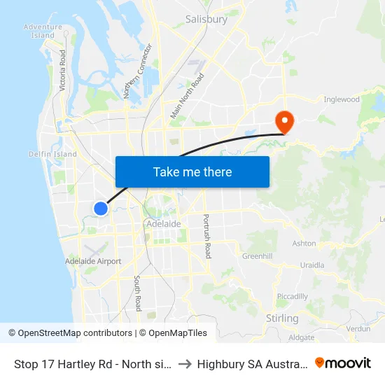 Stop 17 Hartley Rd - North side to Highbury SA Australia map