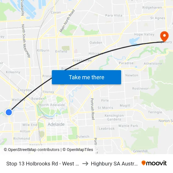 Stop 13 Holbrooks Rd - West side to Highbury SA Australia map
