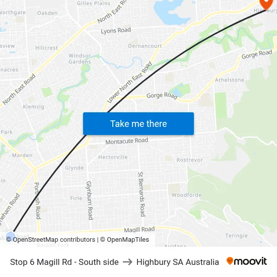 Stop 6 Magill Rd - South side to Highbury SA Australia map