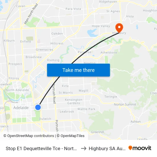 Stop E1 Dequetteville Tce - North East side to Highbury SA Australia map