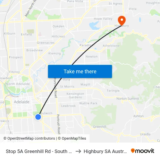 Stop 5A Greenhill Rd - South side to Highbury SA Australia map