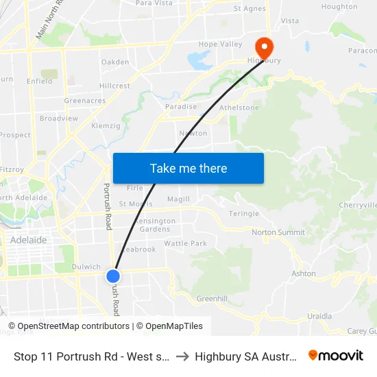 Stop 11 Portrush Rd - West side to Highbury SA Australia map