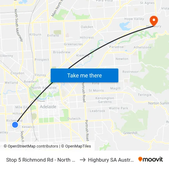 Stop 5 Richmond Rd - North side to Highbury SA Australia map