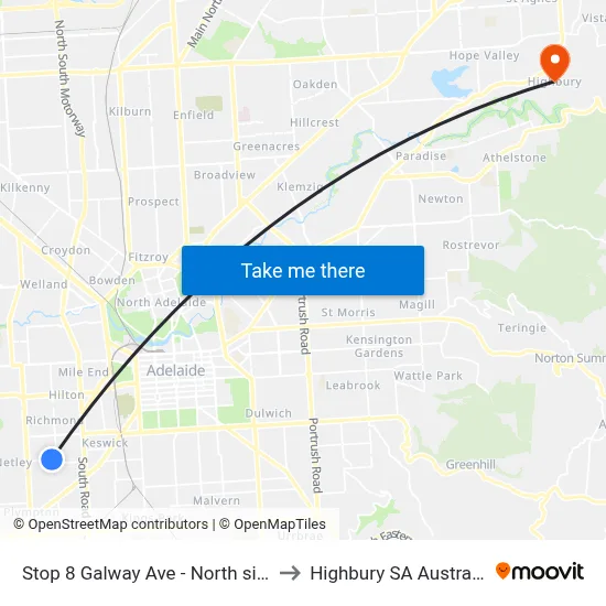 Stop 8 Galway Ave - North side to Highbury SA Australia map