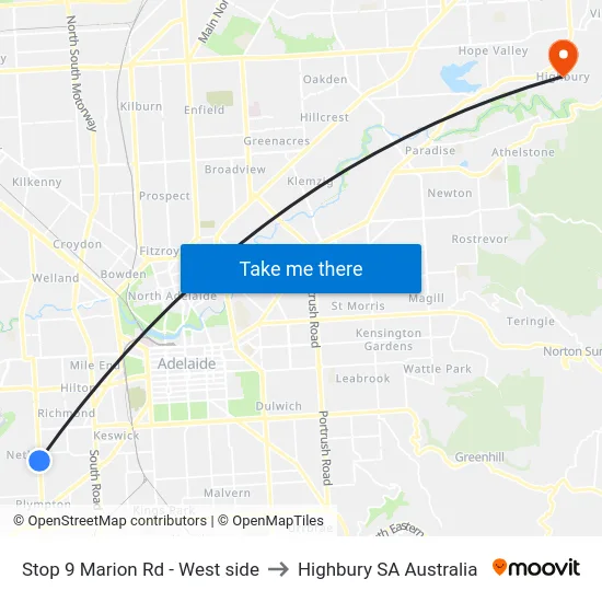 Stop 9 Marion Rd - West side to Highbury SA Australia map