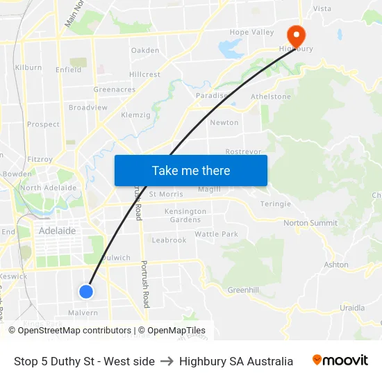 Stop 5 Duthy St - West side to Highbury SA Australia map