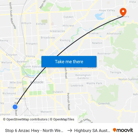 Stop 6 Anzac Hwy - North West side to Highbury SA Australia map