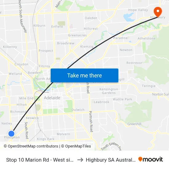 Stop 10 Marion Rd - West side to Highbury SA Australia map