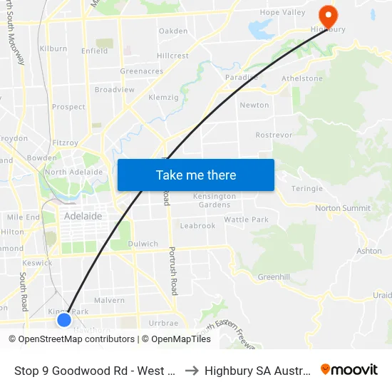 Stop 9 Goodwood Rd - West side to Highbury SA Australia map