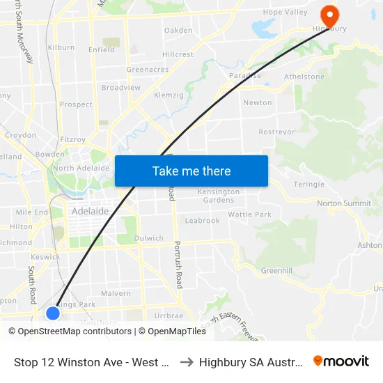 Stop 12 Winston Ave - West side to Highbury SA Australia map