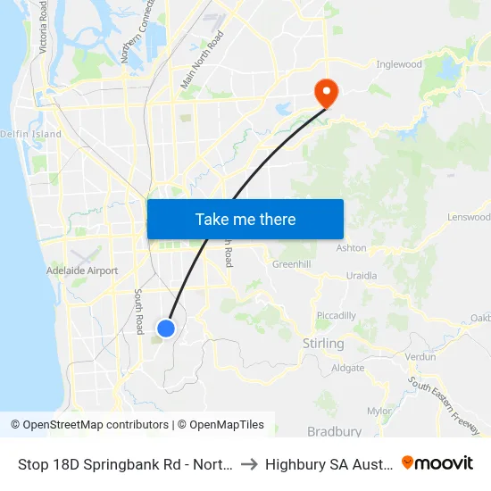 Stop 18D Springbank Rd - North side to Highbury SA Australia map
