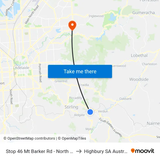 Stop 46 Mt Barker Rd - North side to Highbury SA Australia map