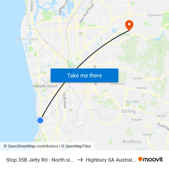 Stop 35B Jetty Rd - North side to Highbury SA Australia map