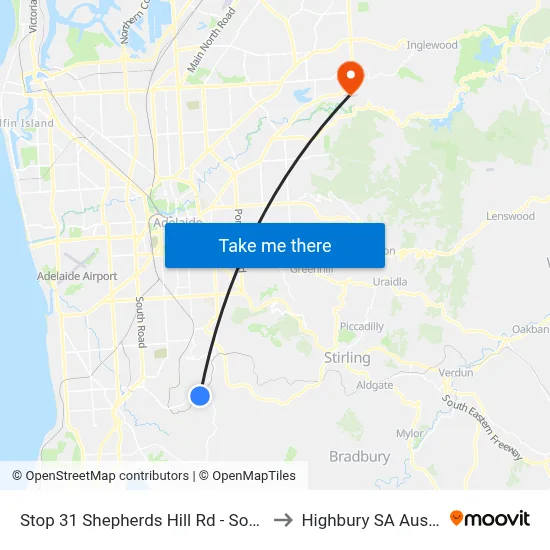 Stop 31 Shepherds Hill Rd - South side to Highbury SA Australia map