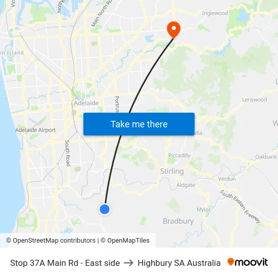Stop 37A Main Rd - East side to Highbury SA Australia map