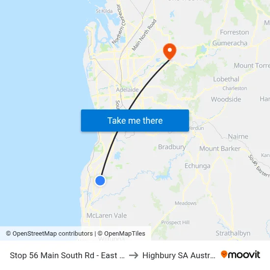 Stop 56 Main South Rd - East side to Highbury SA Australia map