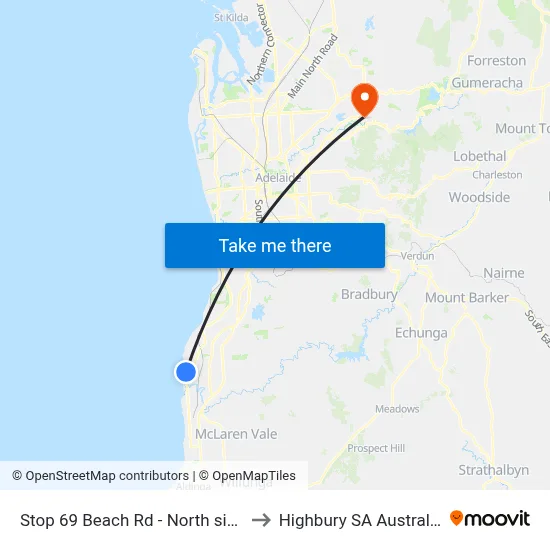 Stop 69 Beach Rd - North side to Highbury SA Australia map