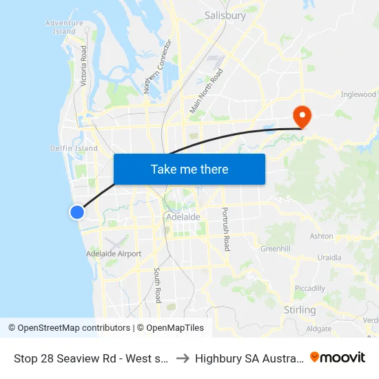 Stop 28 Seaview Rd - West side to Highbury SA Australia map