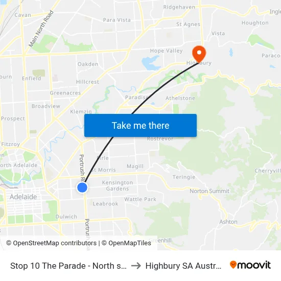 Stop 10 The Parade - North side to Highbury SA Australia map
