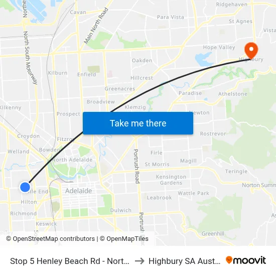 Stop 5 Henley Beach Rd - North side to Highbury SA Australia map