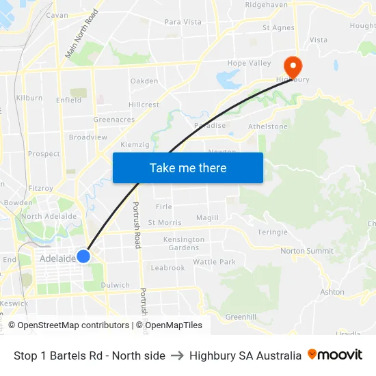 Stop 1 Bartels Rd - North side to Highbury SA Australia map